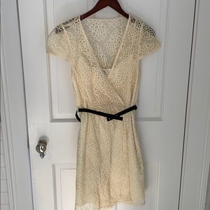 NEW Ivory Lace Milly Dress with black bow belt
